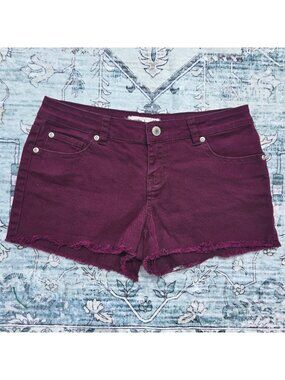 Vintage Y2K Denim Micro Shorts Size 27 Maroon Wine Burgundy Low Rise